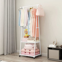 Lukzer 1Pc A Shape Garment Rack Metal Coat Hanging Rack With 2 Bottom Shelves Multipurpose Clothes Shoes Blanket Standing Shelf (As-01/White / 160 X 55 X 42Cm)