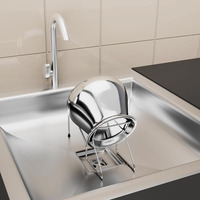 Candy Flip With A Device Stainless Steel Candyflip Handsfree Rice Pot Drain Stand (Kitchen Rice Pot Drainer Strainer Stand), 32 X 14 X 18 Centimeters, 32 Cm, Silver