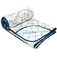 Haus & Kinder 100% Cotton Reversible Dohar, Ac Blanket, Quilt For Double Bed, Summers & Winter, Soft Lightweight Comforter - 84 X 88 Inches, Pink Blossom