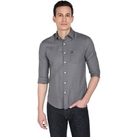 U.S. Polo Assn. Men's Solid Cotton Linen Tailored Fit Spread Collar Casual Shirt (Usshtc0073_Grey_Xl)