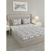 Raymond Home Avenue King Size Bedsheet 120 Tc, Cotton Rich Bedsheet With 2 Pillow Covers (King, Grey)