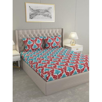 Raymond Home Avenue King Size Bedsheet 120 Tc, Cotton Rich Bedsheet With 2 Pillow Covers (King, Red)