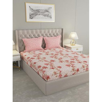 Raymond Home Mystique Double Bedsheet 110 Tc, Cotton Rich Bedsheet With 2 Pillow Covers (Queen, Peach)