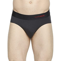 Underjeans Men Cotton Blend Dark Grey Brief Regular Fit Printed (Pack Of 1) (Ujnpbs057_Dk.Grey/Red_Xl)