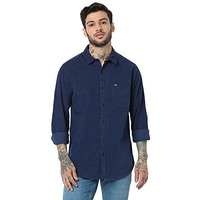 Spykar Men Solid Full Sleeve Slim Fit Shirt Indigo Blue