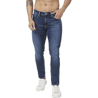 Spykar Men Dark Blue Cotton Stretch Slim Fit Tapered Length Clean Look Mid Rise Jeans (Kano)