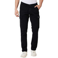 Spykar Men Solid Regular Fit Mid Rise Cargos Black, 32