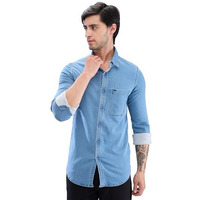 Spykar Full Sleeve Slim Fit Indigo Blue Shirts For Men (Size: L)-Mshd2Bd042-Light Blue