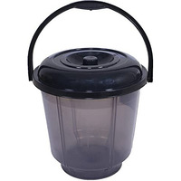 Kuber Industries Colorful Homeware Bucket| Plastic Bucket|Transparent Bucket With Lid & Handle For Bathroom,Home Use,13 Litre (Black)