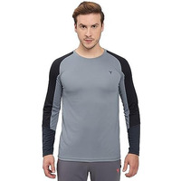 Technosport Men's Solid Slim Fit T-Shirt (P621_Turbulence