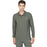 Technosport Men's Solid Polo Neck Full Sleeve T-Shirt - (Mtor37Pgnmed_Pine Green_Xl)