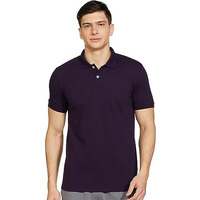 Max Men's Half Sleeves Relaxed Fit Polo Neck T-Shirt (Purple_L)