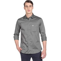 U.S. Polo Assn. Men's Solid Spread Collar Cotton Tailored Fit Shirt (Usshtr0033_Grey_M)