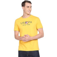 U.S. Polo Assn. Men's Crew Neck Brand Print Cotton T-Shirt (Ustshs1376_Lt. Yellow_Xl)