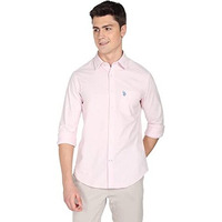 U.S. Polo Assn. Mens Cotton Solid Oxford Fs Regular Fit Shirts (Usshtfx0014_Pink_Large)