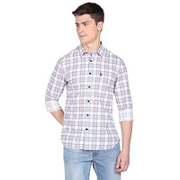 U.S. Polo Assn. Cotton Regular Fit Mens Checks Fs Shirts (Usshtfx0061_White_M)