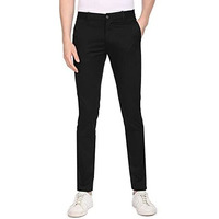 Arrow Men's Solid Slim Fit Acrylic Casual Trouser Black