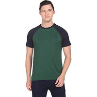 U.S. Polo Assn. Mens Half Sleeve Round Neck Raglon T Shirts T-Shirts (Ustshf0064_Dk. Green_L)