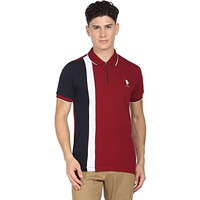 U.S. Polo Assn. Mens Half Sleeve Polo Slim Fit T-Shirts (Ustshf0104_Red_M)