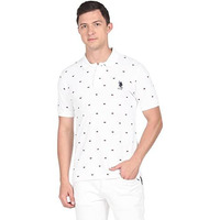 U.S. Polo Assn. Cotton Mens Hs Polo Neck Regular Fit T-Shirts (Ustshf0119_White_Large)
