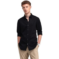 Arrow Men's Black Solid - Cutaway Collar Full Sleeves Formal Shirt With Chest Pocket | Cotton Fabric | Slim Fit