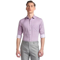 Arrow Men's Purple Full Sleeves Formal Shirt With Chest Pocket | Cotton Fabric | Slim Fit | Cutaway Collar