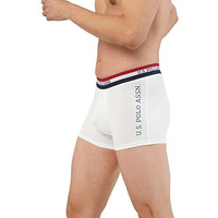U.S. Polo Assn. Men Cotton Blend Striped Waistband Antibacterial Et002 Trunks-Pack Of 1 (White M)