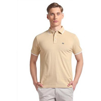 Arrow Men's Solid Half Sleeve Regular Fit Cotton Polo T-Shirt Beige