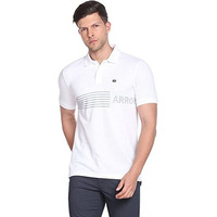 Arrow Men's Printed Half Sleeve Regular Fit Cotton Polo T-Shirt White