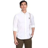 U.S. Polo Assn. Mens Cotton Solid Fs Regular Fit Shirts (Usshtfx0108_White_Small)