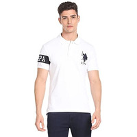 U.S. Polo Assn. Mens Cotton Half Sleeve Polo Slim Fit T-Shirts (Ustshf0172_White_Large)