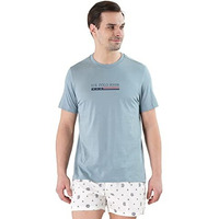 U.S. Polo Assn. Men Cotton Crew Neck Brand Print Le001 Lounge Regular Fit T-Shirt-Pack Of 1 (Lead Large), Light Blue