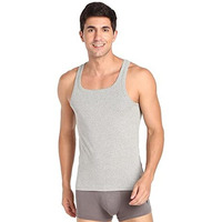 U.S. Polo Assn. Mens Pure Cotton Ribbed Ev006 Regular Fit Vest-Pack Of 1 (Grey Mel L)
