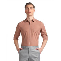 Arrow Men's Checkered Full Sleeve Slim Fit Cutaway Collar Cotton Formal Shirt Brown, 40