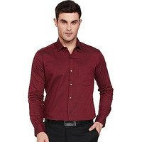 Arrow Men's Solid Full Sleeve Slim Fit Cutaway Collar Cotton Formal Shirt (Aradosh1448_Maroon_44)