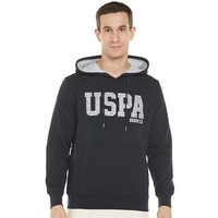 U.S. Polo Assn. Cotton Blend Mens Full Sleeve Hooded Sweatshirts (Udsws0320_Navy_L), Regular Fit