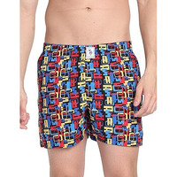 U.S. Polo Assn. Men's Cotton Blend Modern Boxer Shorts (Pack Of 1) (Iyac-Pr_Black/Blue-Uspa Typog