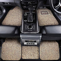 Carbinic Anti-Skid Mats - Universal Fit For All Cars - Curly/Noodle Floor Mat, All Weather Pvc, Premium Vinyl Rubber - Set Of 5 - Beige Brown
