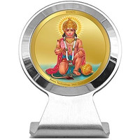 Diviniti 24K Gold Plated Foil Lord Hanuman Ashirwad Photo Frame For Car Dashboard, Table Decor|Mcf 1Cr Metallic Frame And 24K Gold Plated Foil|Idol For Pooja, Prayer, Gifts Items (6.3X5.5 Cm)