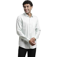 Turtle Men 100% Slim Fit Pista Green Check Formal Shirt