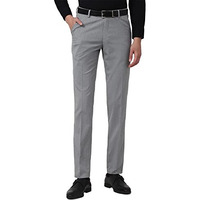 Peter England Men's Textured Everyday Signature Neo-Slim Fit Formal Mid Rise Trouser Light Grey, 34