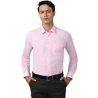 Peter England Men's Everyday Solid Slim Fit Full Sleeve Formal Shirt | Cotton-Rich Light Pink