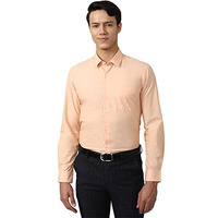 Peter England Men's Everyday Solid Slim Fit Full Sleeve Formal Shirt | Cotton-Rich Light Peach, 39