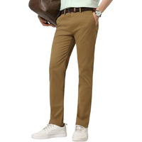 Peter England Men's Mid Rise Super Slim Fit Stretchable Everyday Casual Trouser | Scoop Pocket Premium Twill Chinos | Flat Front Dark Khaki, 34
