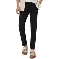 Peter England Men's Super Slim Fit Stretchable Everyday Casual Mid Rise Trouser | Scoop Pocket Premium Twill Chinos | Flat Front Black, 32