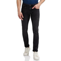 Peter England Men's Premium Skinny Fit Stretchable Mid Rise Jeans Black