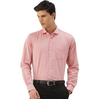 Peter England Men's Classic Textured Slim Fit Full Sleeve Shirt | Wonder Fabric | Cotton Rich | Premium Dobby Peach, 42