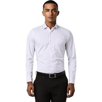 Peter England Men's Checkered Slim Fit Shirt (Pesfwslps65972_Lilac 42)