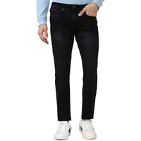 Peter England Men's Straight Mid Rise Jeans (Pjdnastf072398_Black, 34