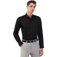 Peter England Premium 100% Cotton Solid Slim Fit Full Sleeve Party Shirt Black